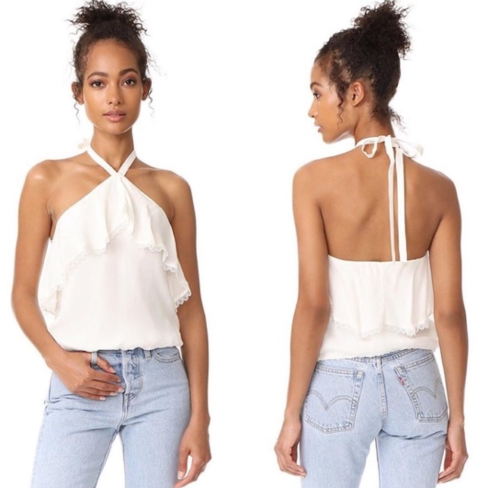 ❤️Black halter blouse with ruffle detail